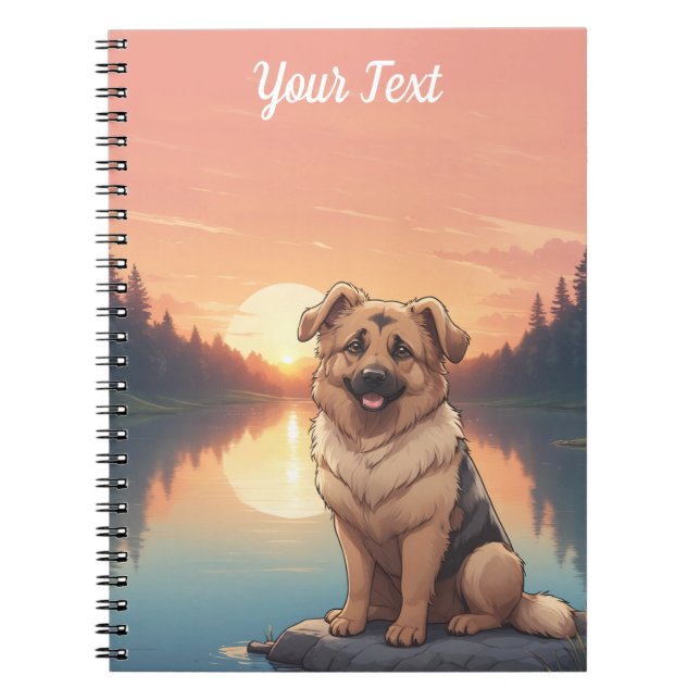 German Shepherd by Lake Notebook (Front)