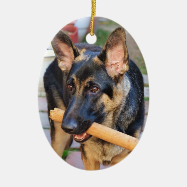 German Shepherd by Shirley Taylor Ceramic Ornament (Front)
