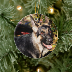 German Shepherd by Shirley Taylor Ceramic Tree Decoration