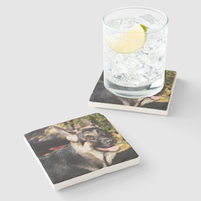 German Shepherd by Shirley Taylor Stone Coaster (Side)