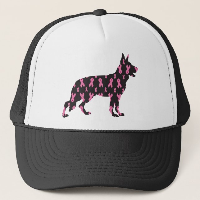German-Shepherd-Cancer-Ribbon-Black Trucker Hat (Front)