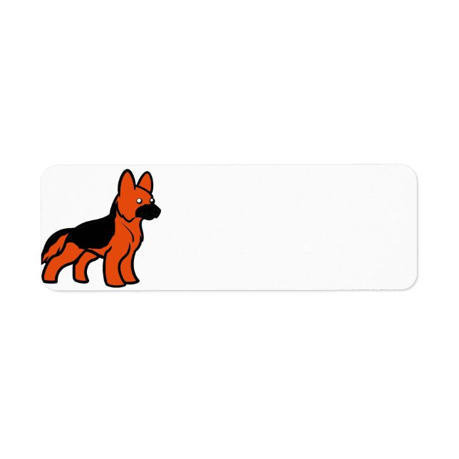 german shepherd cartoon black and red return address label (Front)