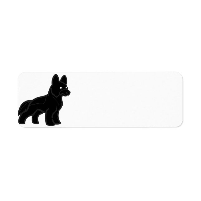 german shepherd cartoon black return address label (Front)