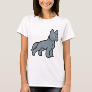 german shepherd cartoon blue T-Shirt