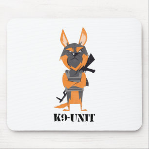German Shepherd Cartoon K9 Unit Dog Design Mouse Pad
