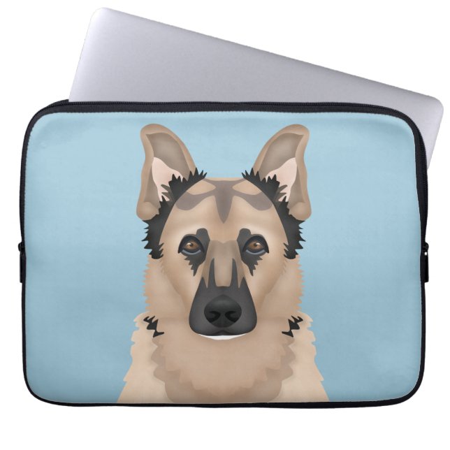german shepherd cartoon laptop sleeve (Front)