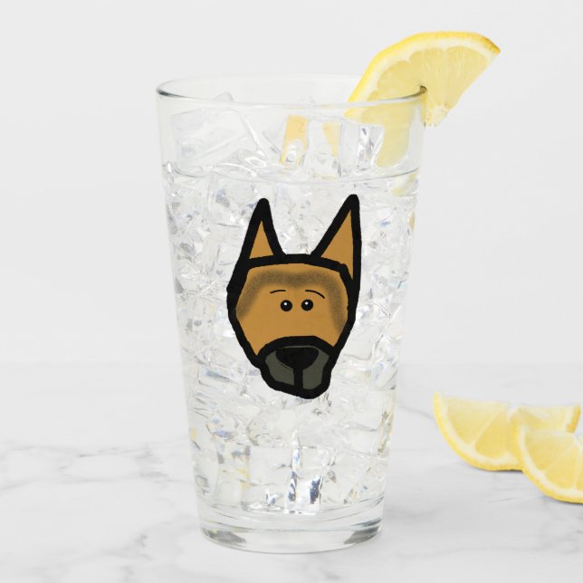 German Shepherd Cartoon Peeking Glass (Back Ice)