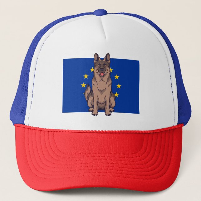 German Shepherd Cartoon Portrait Design Trucker Hat (Front)