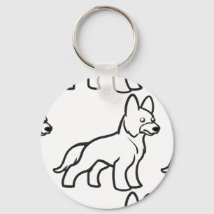 german shepherd cartoon white key ring