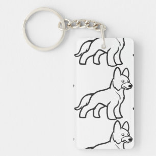 german shepherd cartoon white key ring