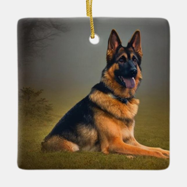 German Shepherd Ceramic Ornament (Front)