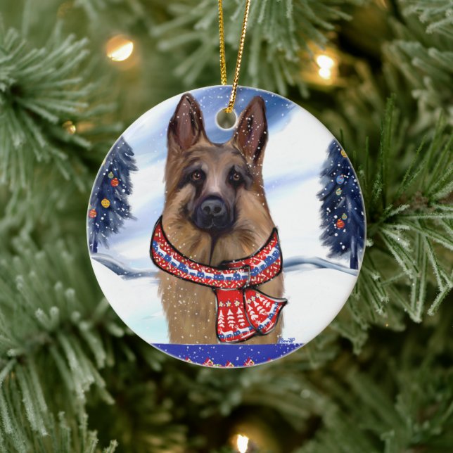 GERMAN SHEPHERD CERAMIC ORNAMENT (Tree)