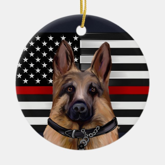 German Shepherd Ceramic Ornament (Front)