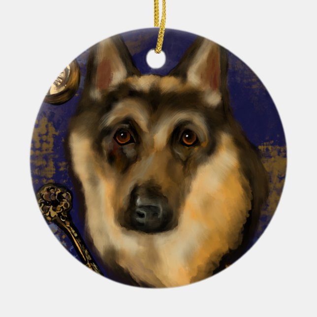 GERMAN SHEPHERD       CERAMIC ORNAMENT (Front)