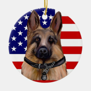 German Shepherd Ceramic Ornament