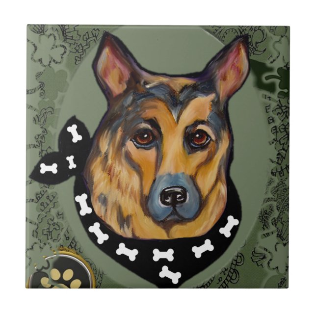 GERMAN SHEPHERD CERAMIC TILE (Front)