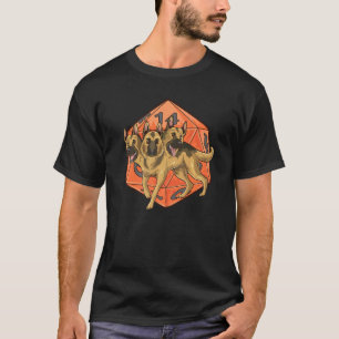 German Shepherd Cerberus D20 Dice Dog Greek Mythol T-Shirt