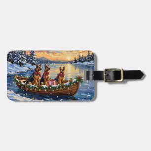German Shepherd Christmas Boat Holiday Luggage Tag