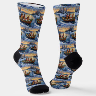 German Shepherd Christmas Boat Holiday Socks
