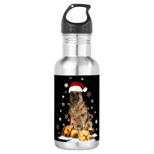 German Shepherd Christmas Dog Light Ugly 710 Ml Water Bottle (Front)