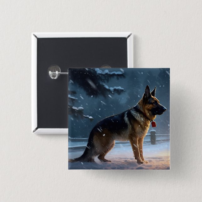 German Shepherd Christmas Festive Season  15 Cm Square Badge (Front & Back)