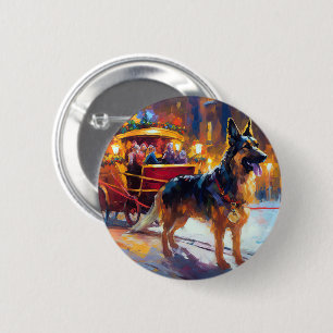 German Shepherd Christmas Festive Season 6 Cm Round Badge