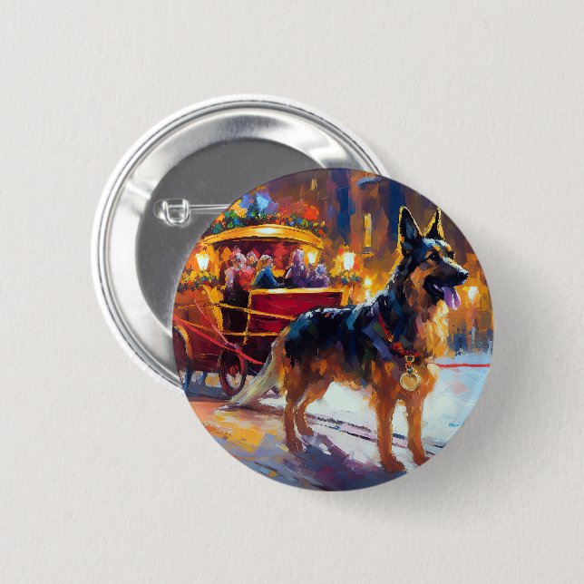 German Shepherd Christmas Festive Season 6 Cm Round Badge (Front & Back)