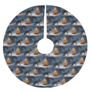 German Shepherd Christmas Festive Season Brushed Polyester Tree Skirt