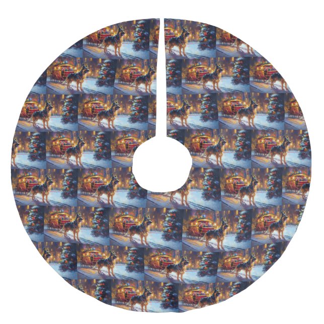 German Shepherd Christmas Festive Season Brushed Polyester Tree Skirt (Front)