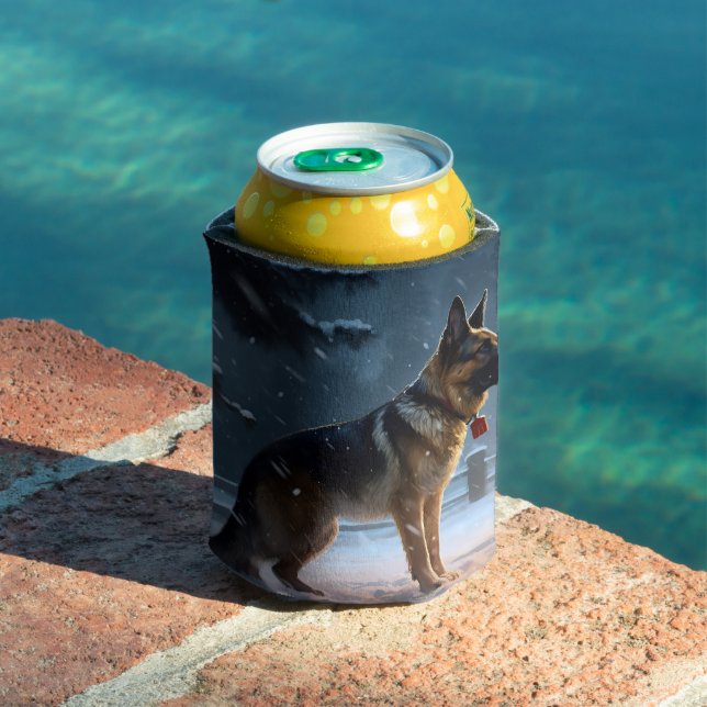 German Shepherd Christmas Festive Season  Can Cooler (In Situ Pool)