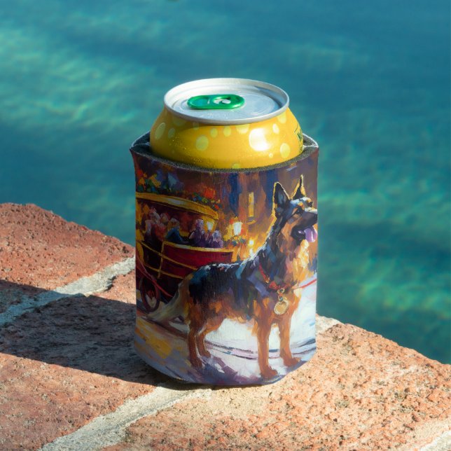 German Shepherd Christmas Festive Season Can Cooler (In Situ Pool)