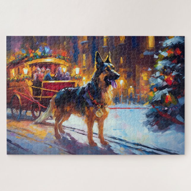 German Shepherd Christmas Festive Season Jigsaw Puzzle (Horizontal)