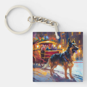 German Shepherd Christmas Festive Season Key Ring