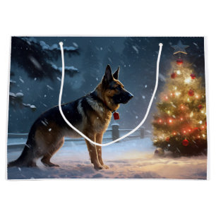 German Shepherd Christmas Festive Season Large Gift Bag