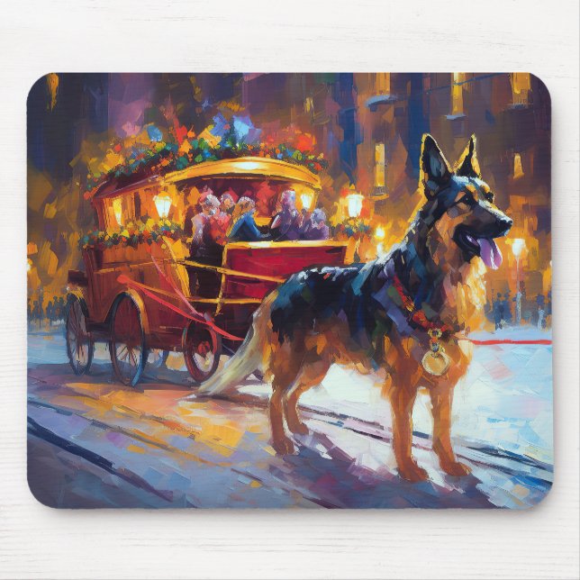 German Shepherd Christmas Festive Season Mouse Pad (Front)