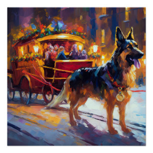 German Shepherd Christmas Festive Season Poster