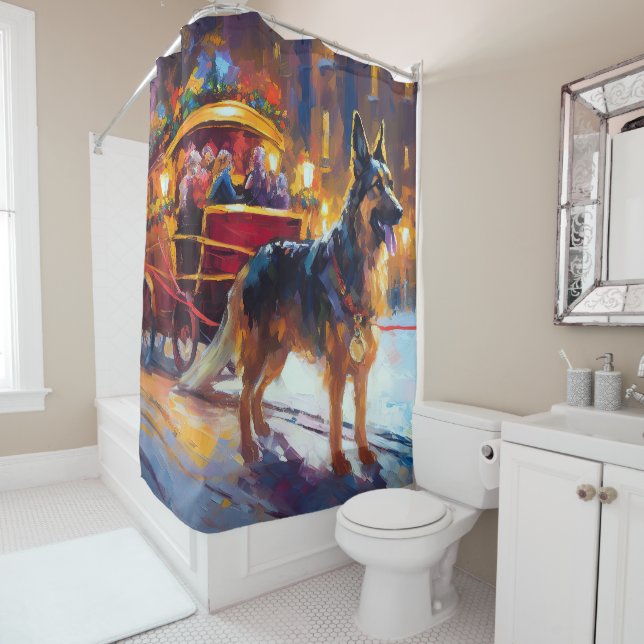 German Shepherd Christmas Festive Season Shower Curtain (In Situ)
