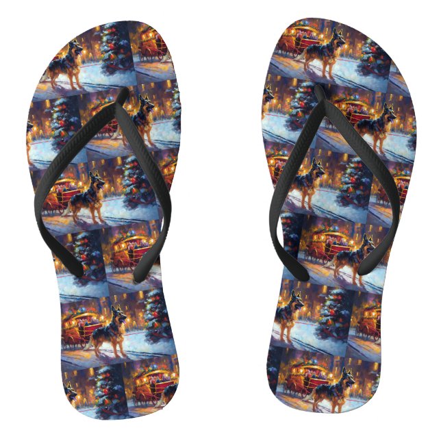German Shepherd Christmas Festive Season Thongs (Footbed)