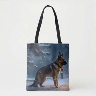 German Shepherd Christmas Festive Season  Tote Bag