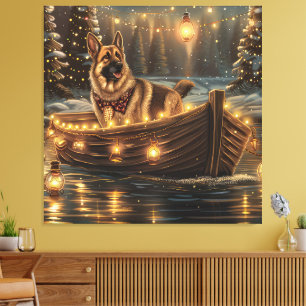 German Shepherd Christmas Festive Voyage Canvas Print