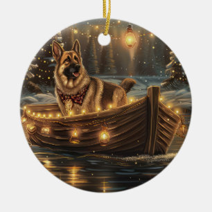 German Shepherd Christmas Festive Voyage  Ceramic Ornament
