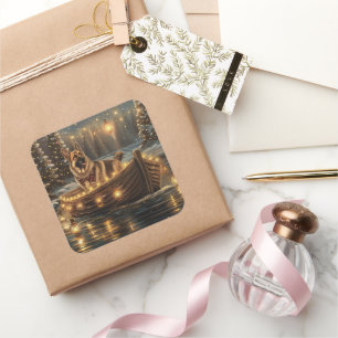 German Shepherd Christmas Festive Voyage  Square Sticker