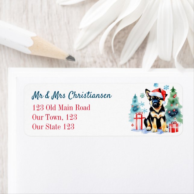 German Shepherd Christmas for dog people Return Address Label (Insitu)