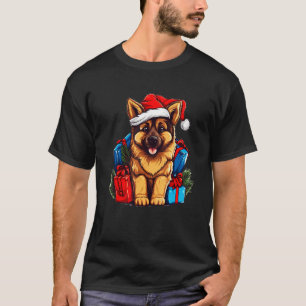 German Shepherd Christmas Fun Festive Holiday Dog  T-Shirt