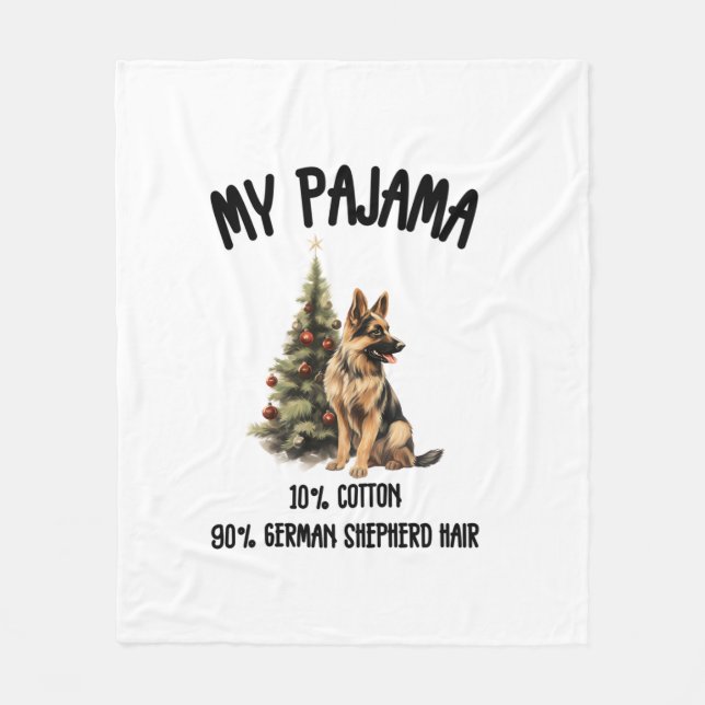 German Shepherd & Christmas, Funny Dog Design for  Fleece Blanket (Front)