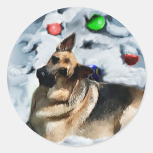 German Shepherd Christmas Gifts Classic Round Sticker
