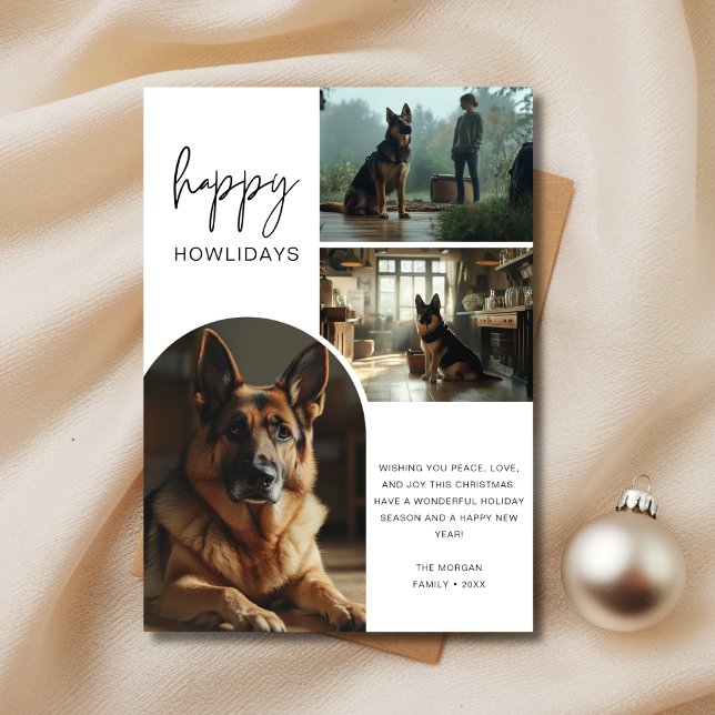 German Shepherd Christmas Happy Howlidays Photo Holiday Card (Creator Uploaded)