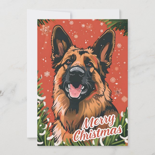 German Shepherd Christmas  Holiday Card (Front)