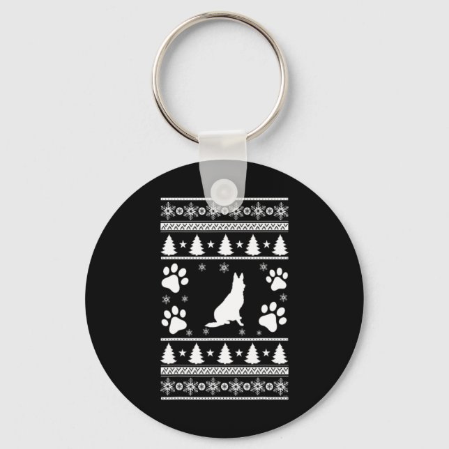 German Shepherd Christmas Key Ring (Front)