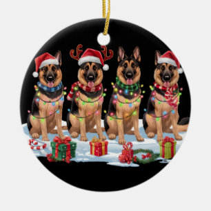 German Shepherd Christmas Lights - Adorable Design Ceramic Ornament